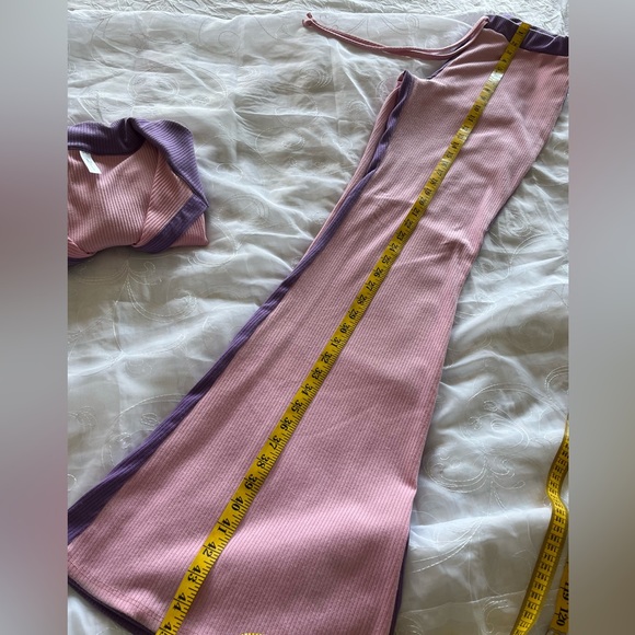 GoodTime USA 2-Piece XL Pink/Lavender Ribbed Collared w/Flared Bottoms Jump Suit - Picture 12 of 16